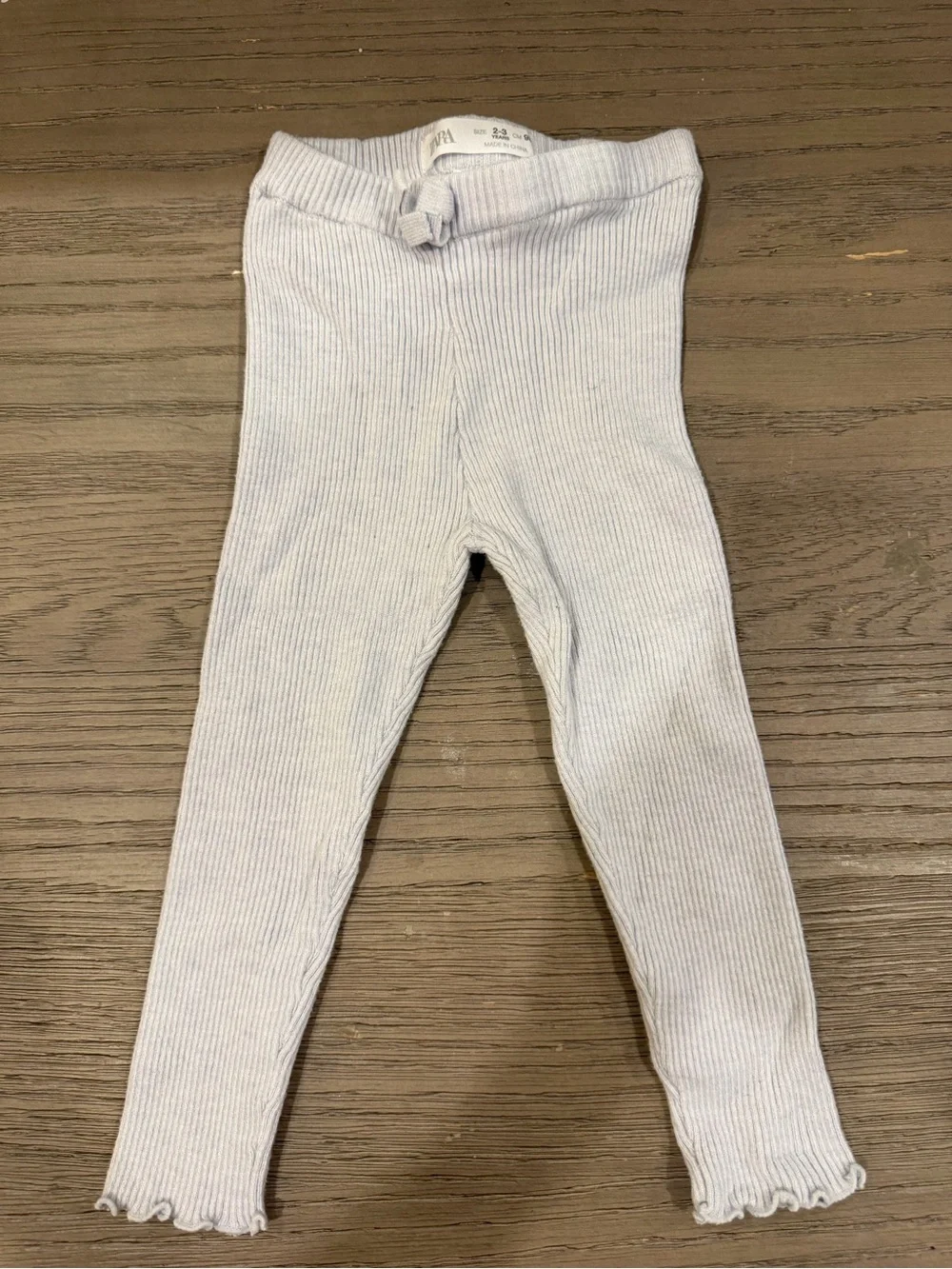 Zara Light Blue Ribbed Crew Sweater & Legging Set - Kids
